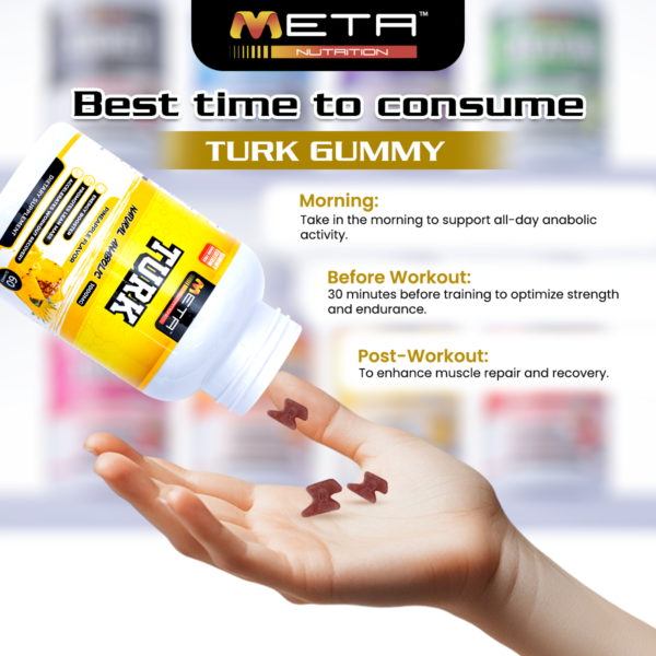 TURK 1000mg - ZERO SUGAR 60' Gummies by META NUTRITION - Muscle Builder | Boosts Performance | Enhances Fat Burning
