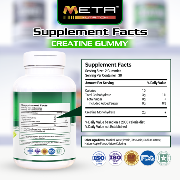 IMG_0534 (1) CREATINE 2000mg - ZERO SUGAR 60' Gummies by Meta Nutrition | Supports Strength | Muscle Recovery & Performance