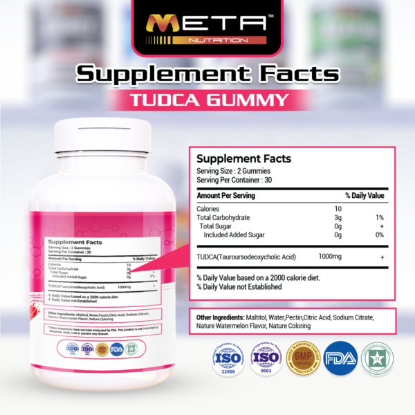 IMG_0541 (1) TUDCA 2000mg - ZERO SUGAR 60' Gummies by Meta Nutrition | Supports Strength | Accelerates Recovery | Muscle Performance