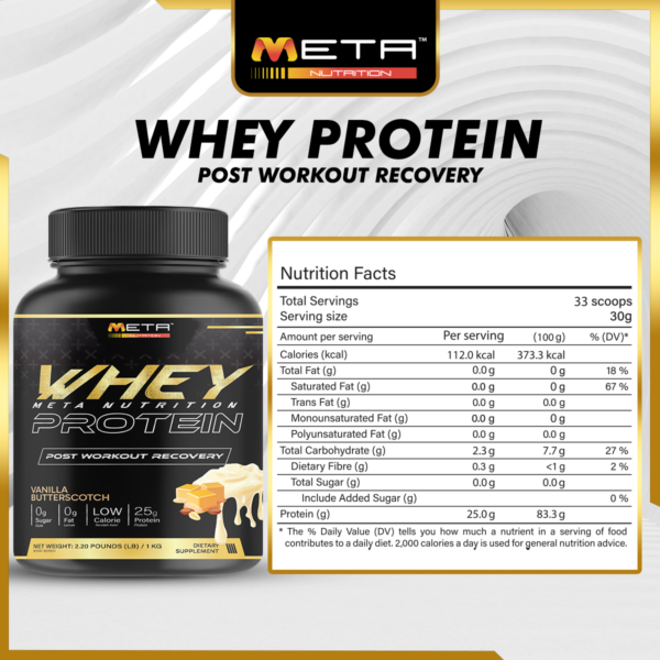 🔥 WHEY PROTEIN 25g, Zero Sugar by Meta Nutrition