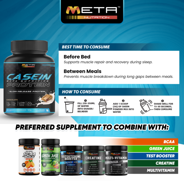 New!🔥 Casein Protein by Meta Nutrition | 22g Protein, Zero sugar, Zero fat