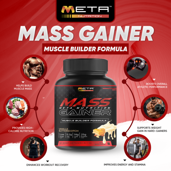 🔥 MASS GAINER 25g, Super Low Fat by Meta Nutrition