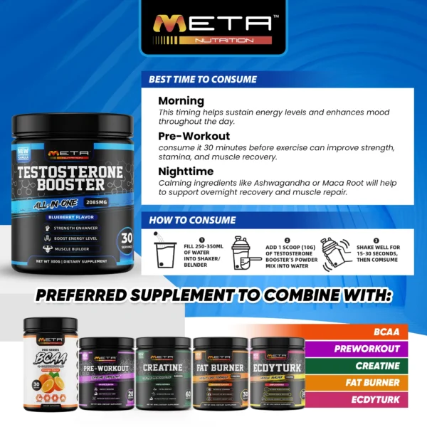 NEW! 🔥 Testosterone Booster Powder Edition! 2085mg by Meta Nutrition